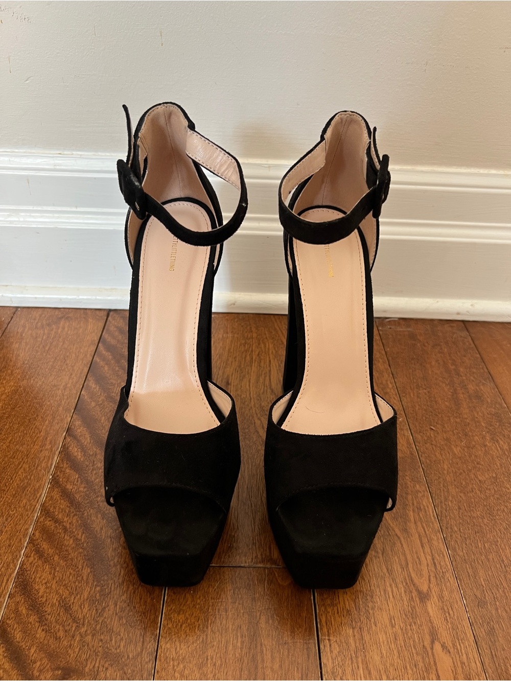 Black Platform Ankle-Strap Women's Heels
